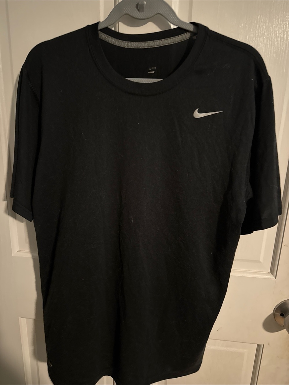 Nike Black Short-Sleeve Crew Tee with Silver Swoosh